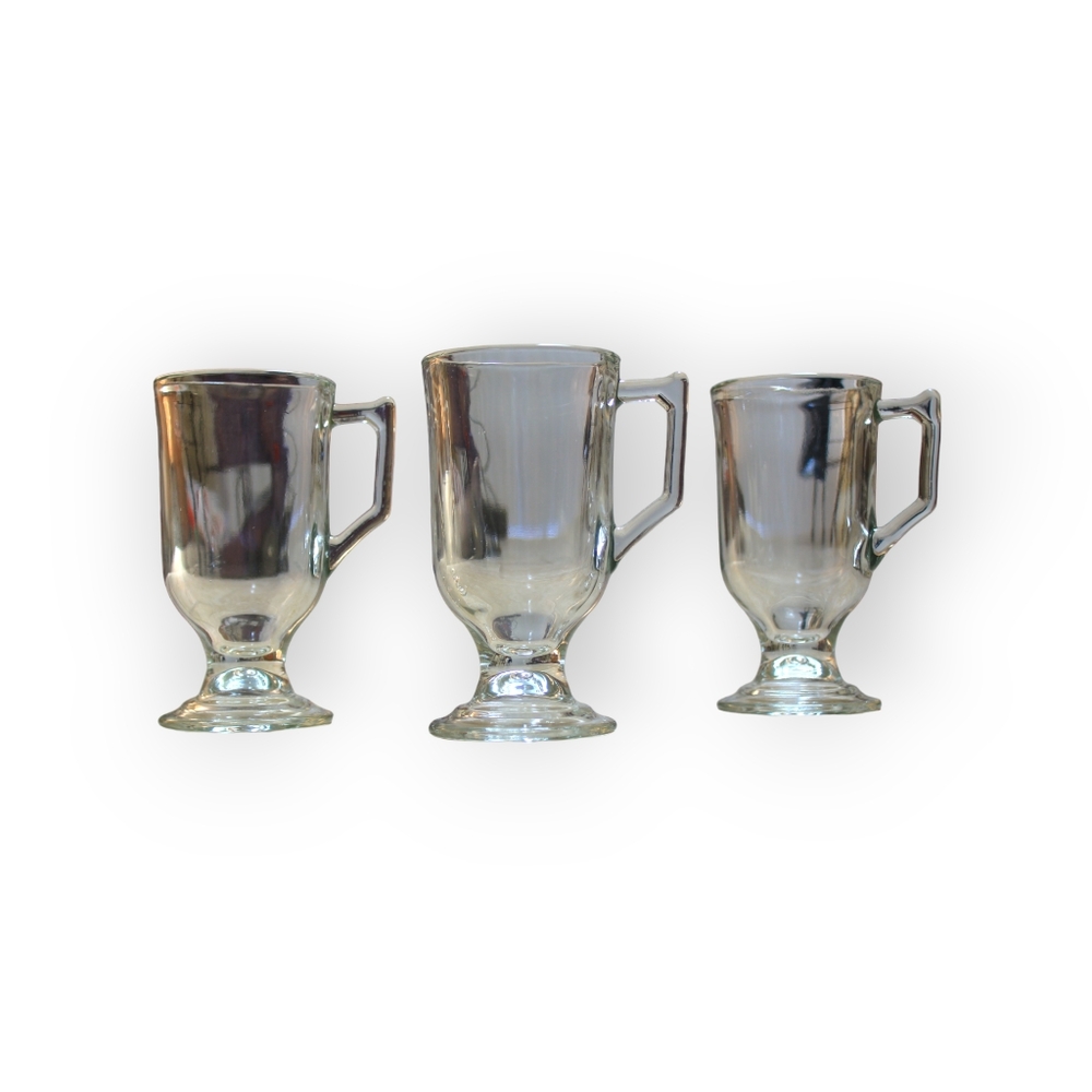 3 Irish Cream Clear Glass Coffee Mugs - Picture 2 of 3